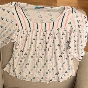 Petite Letarte Top. White Pink Navy girls Small